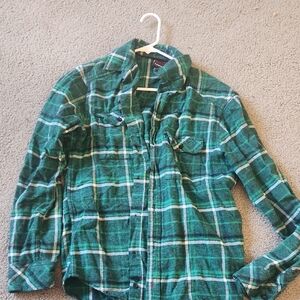 Green Plaid Button-Up Shirt
